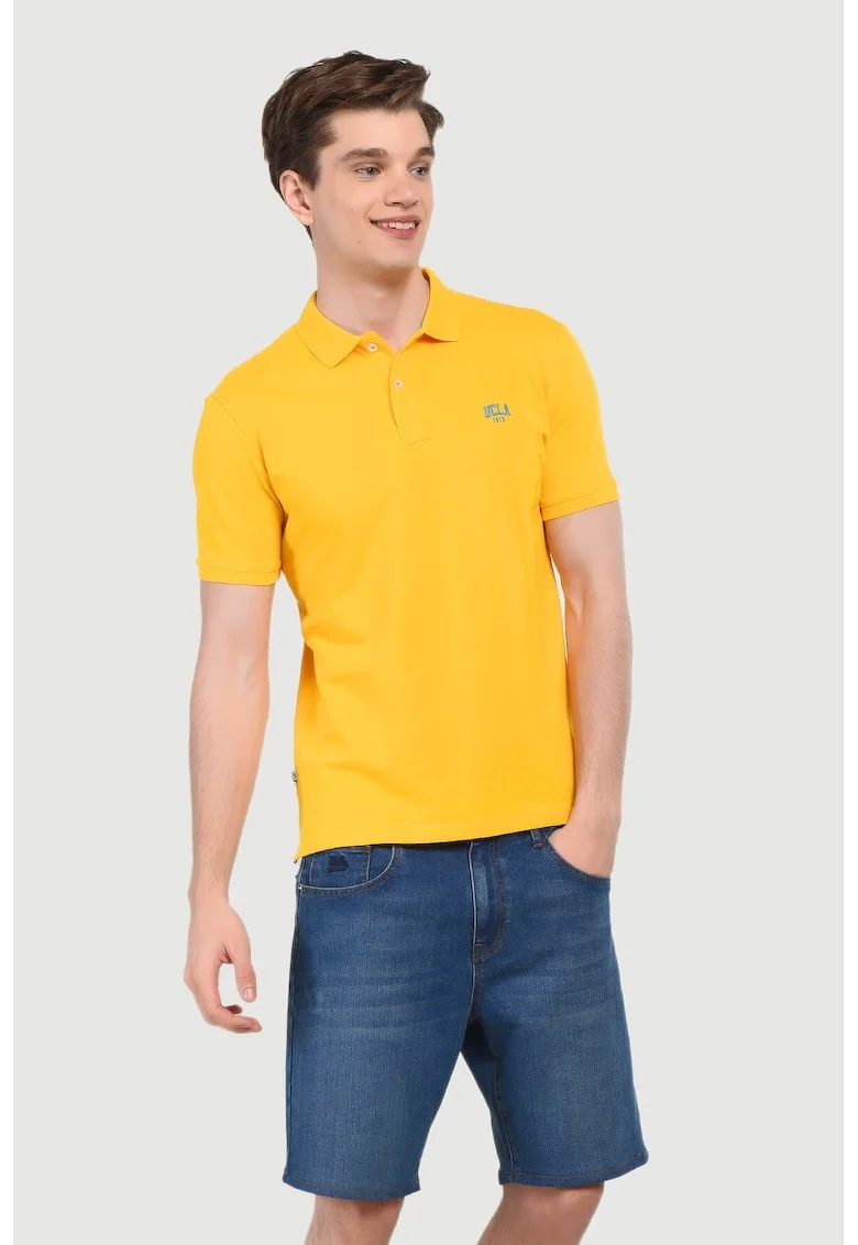 Tricou polo cu logo discret Lakes, Galben