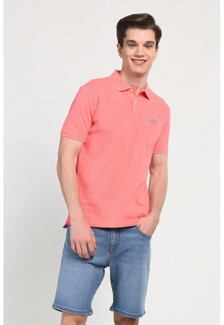 Tricou polo cu logo discret Lakes, Roz