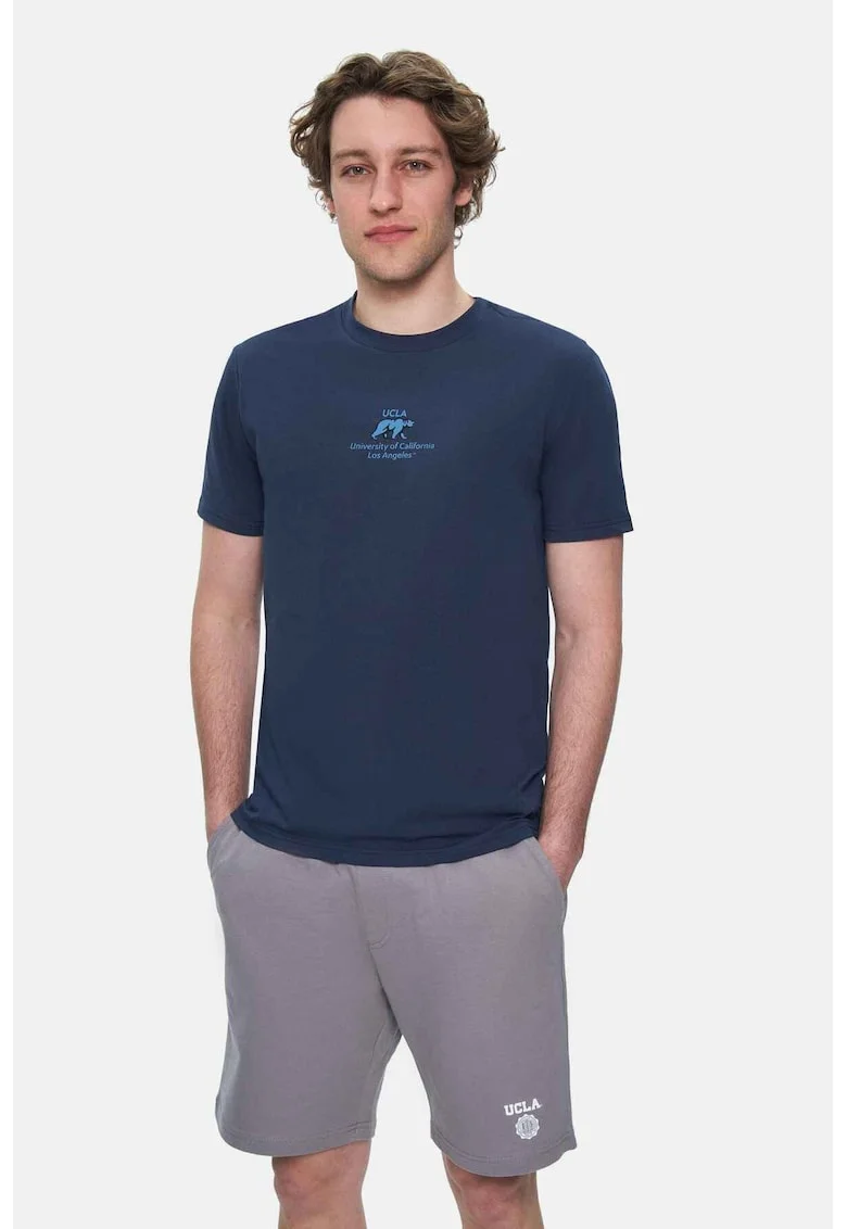 Tricou regular fit cu detaliu logo Fabio, Bleumarin