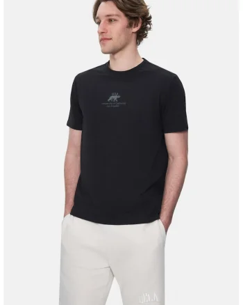 Tricou regular fit cu detaliu logo Fabio, Negru