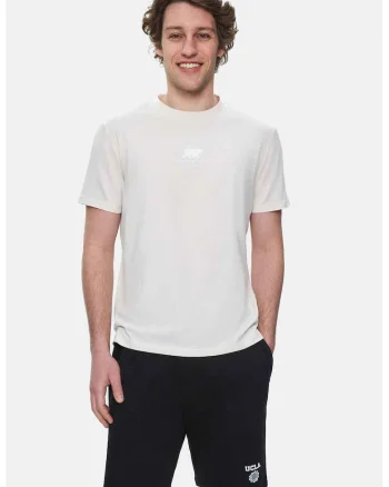 Tricou regular fit cu detaliu logo Fabio, Alb