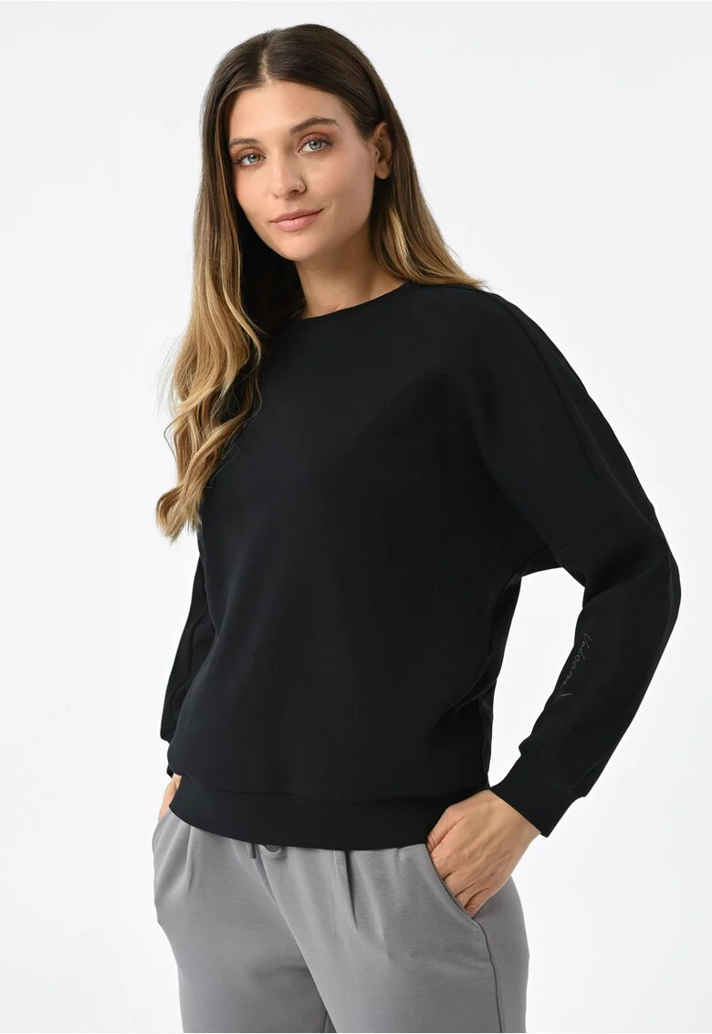 Bluza de trening lejera din amestec din bumbac uni,  B-Allure, negru, Negru