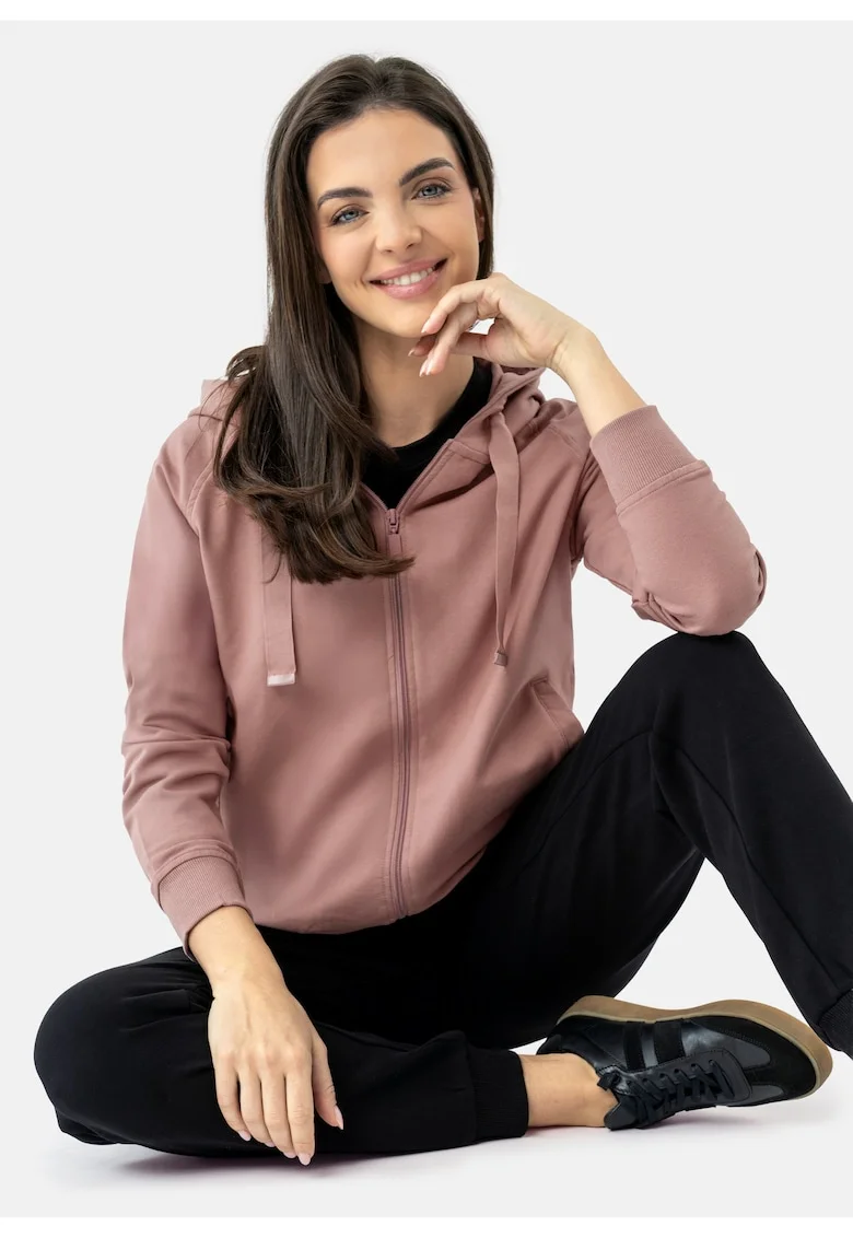 Hanorac clasic pentru femei, cu fermoar,  B-Jokos, roz, Roz