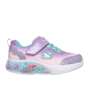 Pantofi sport cu lumini si aspect stralucitor Lil Mermaid, Albastru aquamarin/Roz pastel/Ametist