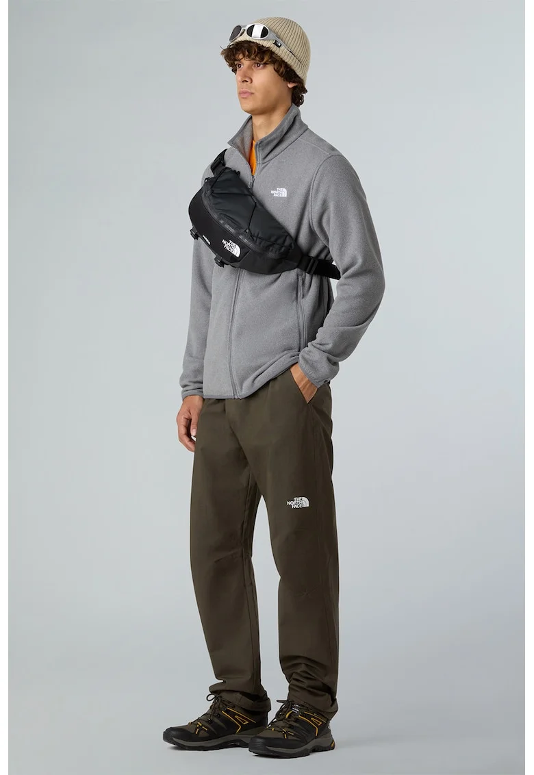 Hanorac din material fleece cu fermoar si buzunare pentru trekking Glacier, Gri