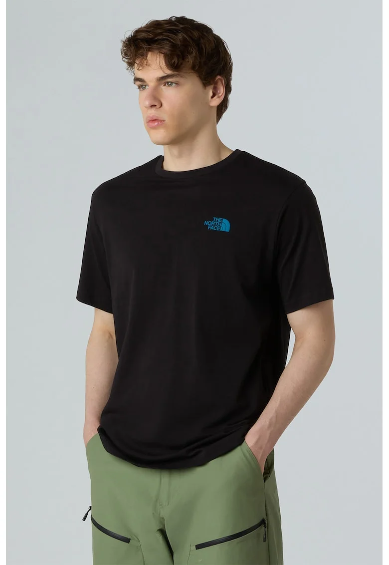 Tricou lejer cu imprimeu foto pe partea din spate Slopes, Negru