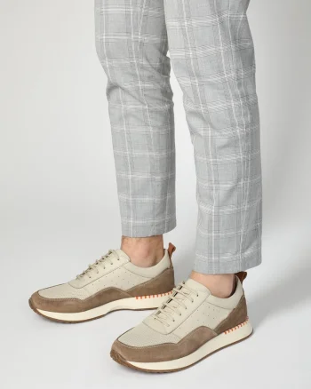 Pantofi sport din piele cu garnituri din piele intoarsa