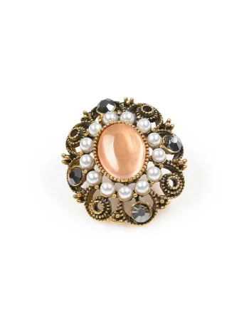 Brosa martisor vintage cu perle albe