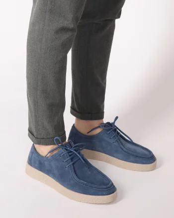 Pantofi casual din piele intoarsa cu sireturi