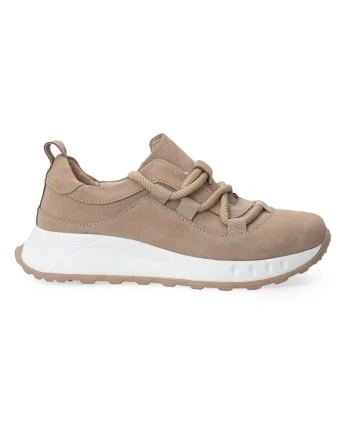 Pantofi sport din piele intoarsa cu model uni si sireturi