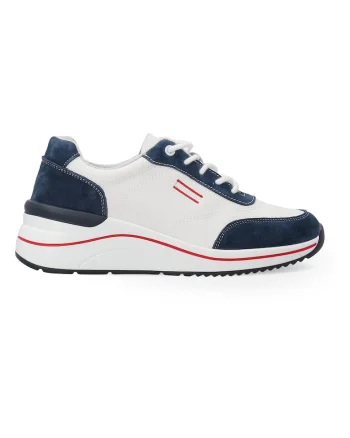 Pantofi sport cu talpa wedge si garnituri din piele intoarsa