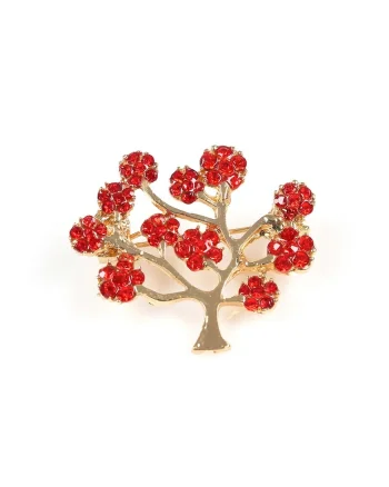 Brosa martisor copac auriu cu flori rosii