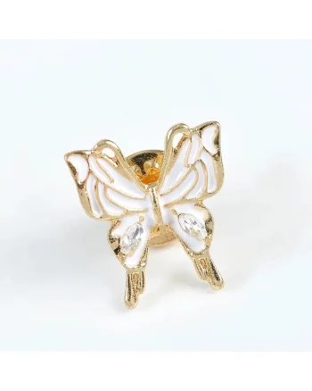 Brosa martisor fluture auriu cu aripi albe