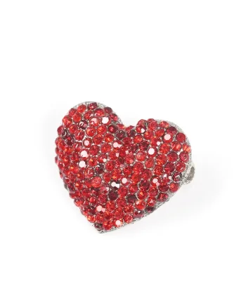 Brosa martisor inima cu pietre in nuante de rosu