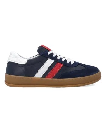 Pantofi sport din piele si piele intoarsa cu talpa contrastanta