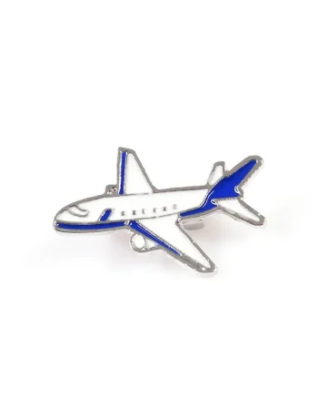 Brosa martisor avion alb cu detalii albastre