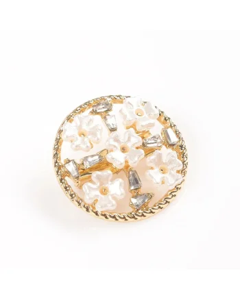 Brosa martisor rotund cu flori albe