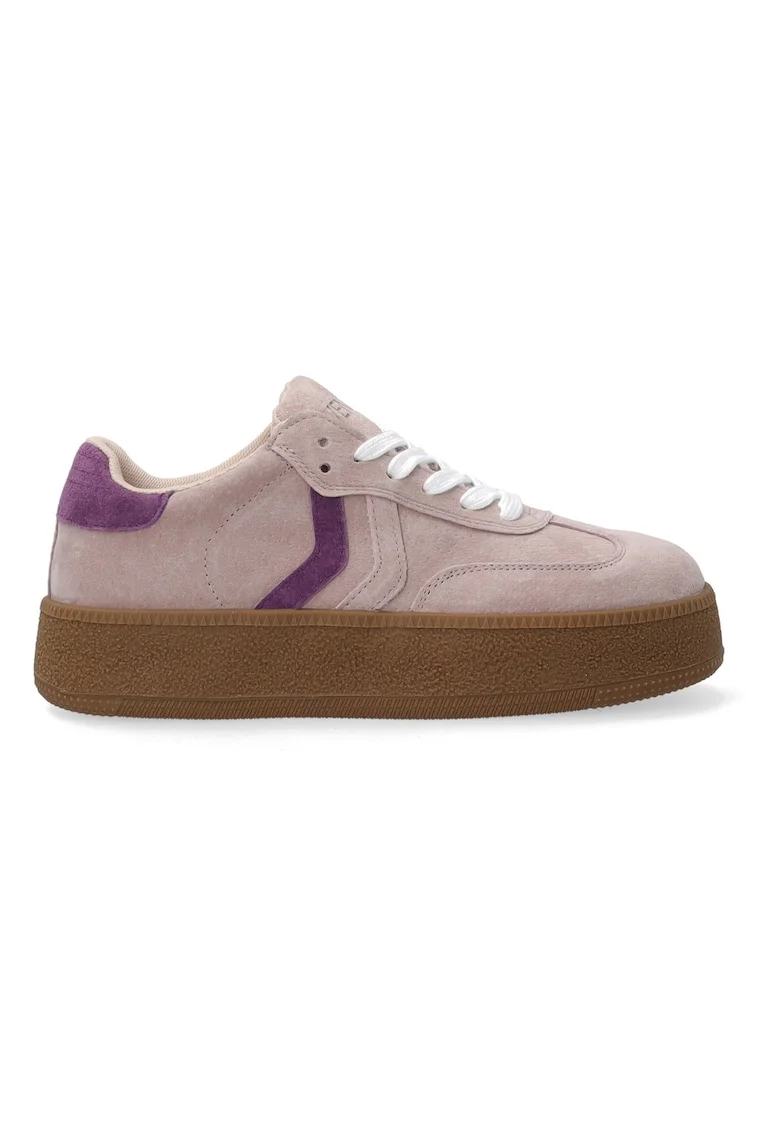 Adidasi cu platforma din piele intoarsa