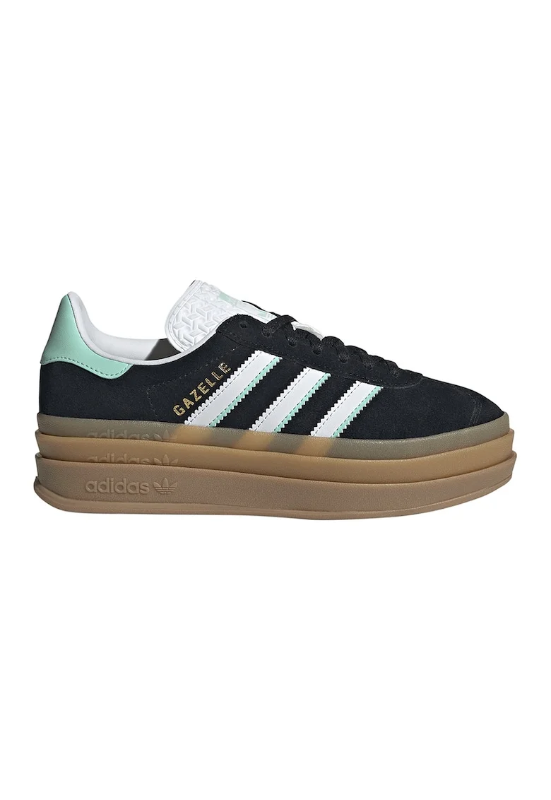 Pantofi sport Gazelle Bold din piele intoarsa cu talpa flatform, Alb/Negru/Verde menta