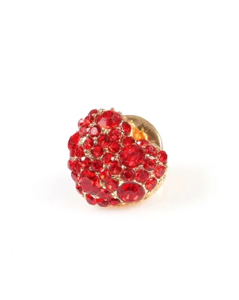 Brosa martisor inima cu pietre rosii