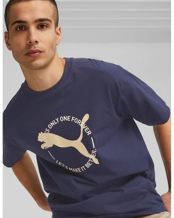 Tricou cu decolteu la baza gatului si imprimeu logo Better Sportswear, Maro camel/Bleumarin