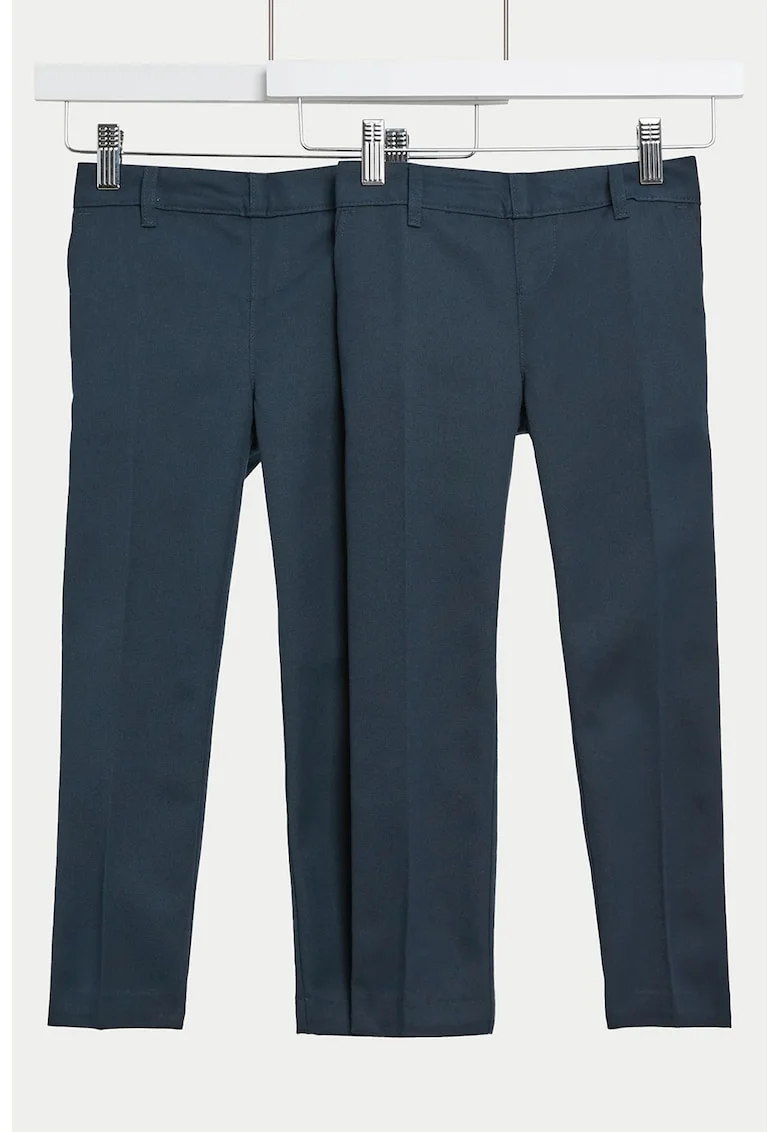 Set de pantaloni cu pliuri - 2 perechi, Bleumarin