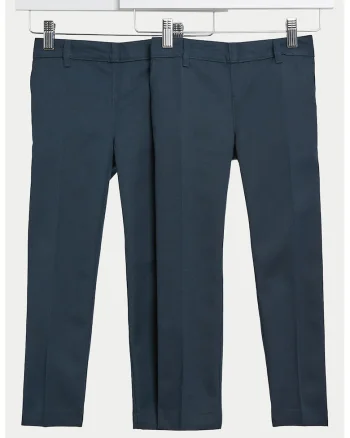 Set de pantaloni cu pliuri - 2 perechi, Bleumarin