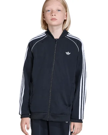 Bluza de trening cu fermoar si guler baseball, Alb/Negru
