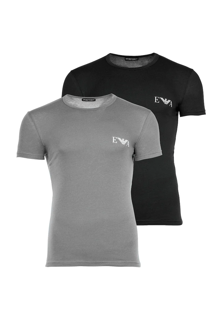 Set de tricouri slim fit - 2 piese, Negru/Gri