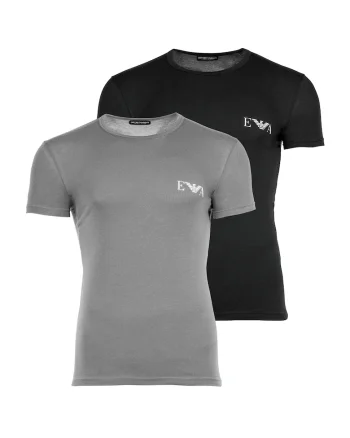Set de tricouri slim fit - 2 piese, Negru/Gri