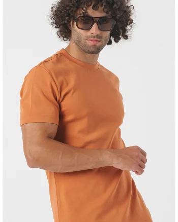 Tricou cu decolteu la baza gatului, Maro deschis