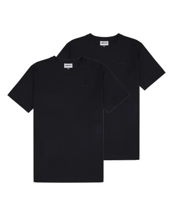 Set de tricouri din bumbac cu model uni - 2 piese, Negru