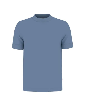 Tricou uni cu decolteu la baza gatului, Albastru