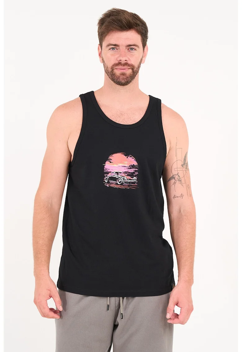 Top cu imprimeu grafic, Negru