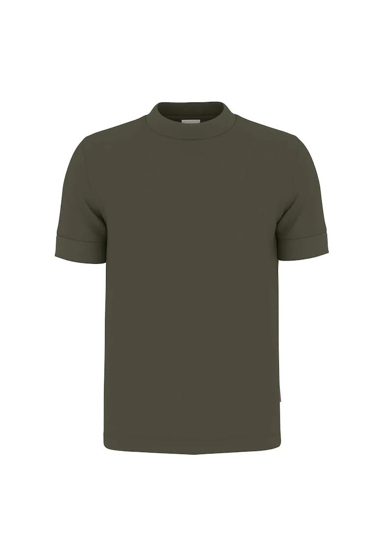 Tricou uni cu decolteu la baza gatului, Verde inchis