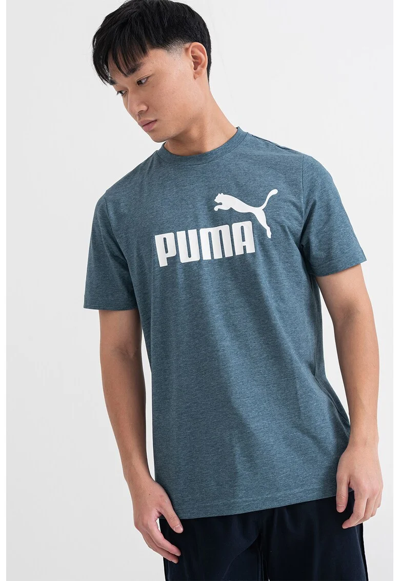 Tricou cu decolteu la baza gatului si logo, Alb/Verde pal