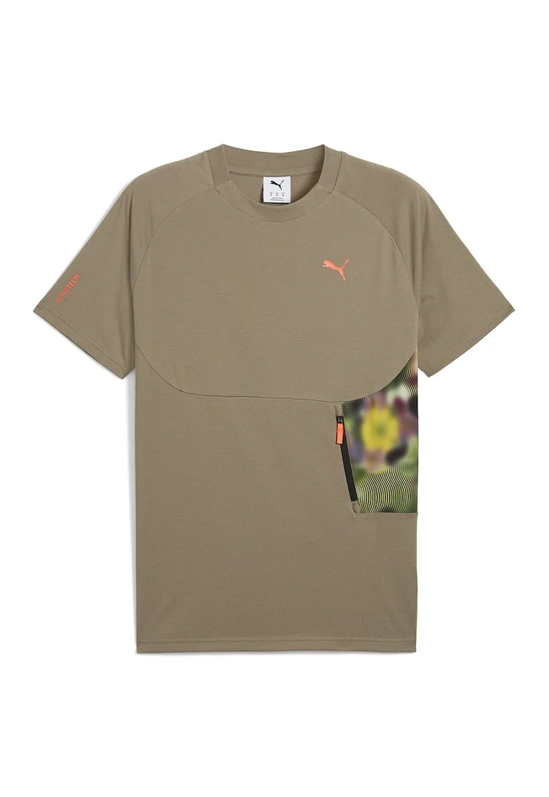 Tricou regular fit cu logo, Maro camel