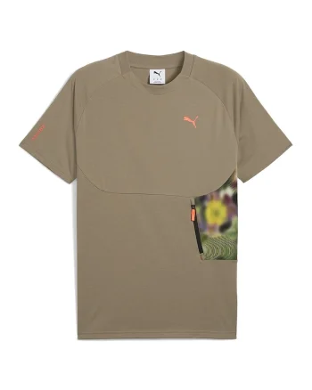 Tricou regular fit cu logo, Maro camel