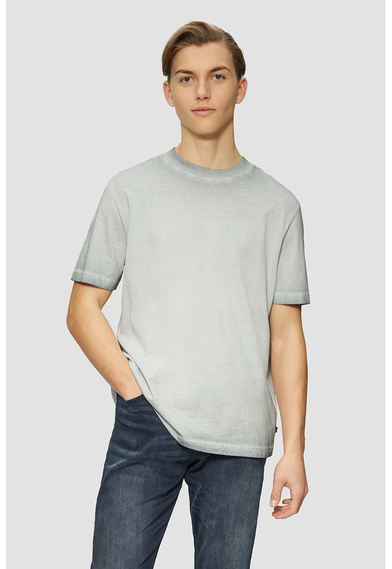 Tricou de bumbac cu decolteu la baza gatului, Verde pal