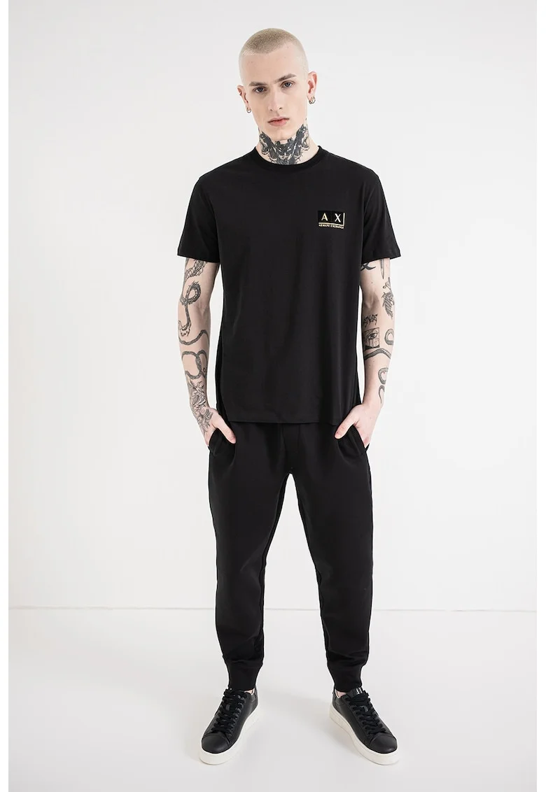 Tricou din bumbac cu logo, Auriu/Negru