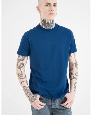 Tricou regular fit de bumbac cu logo discret, Albastru