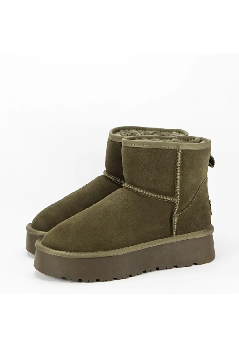 Ghete din piele naturala kaki B-JB1925 117 3, Kaki