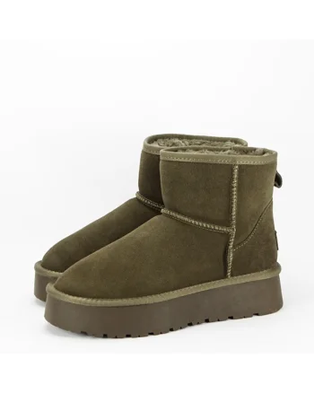 Ghete din piele naturala kaki B-JB1925 117 3, Kaki