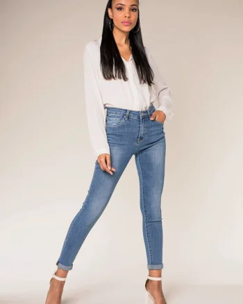 Blugi Dama Albastru Slim  P078-5 M9 19103, Albastru