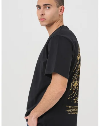 Tricou din bumbac cu imprimeu grafic, Negru/Galben mustar