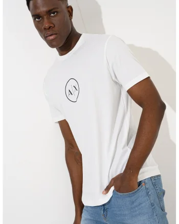 Tricou de bumbac cu monograma, Alb/Negru