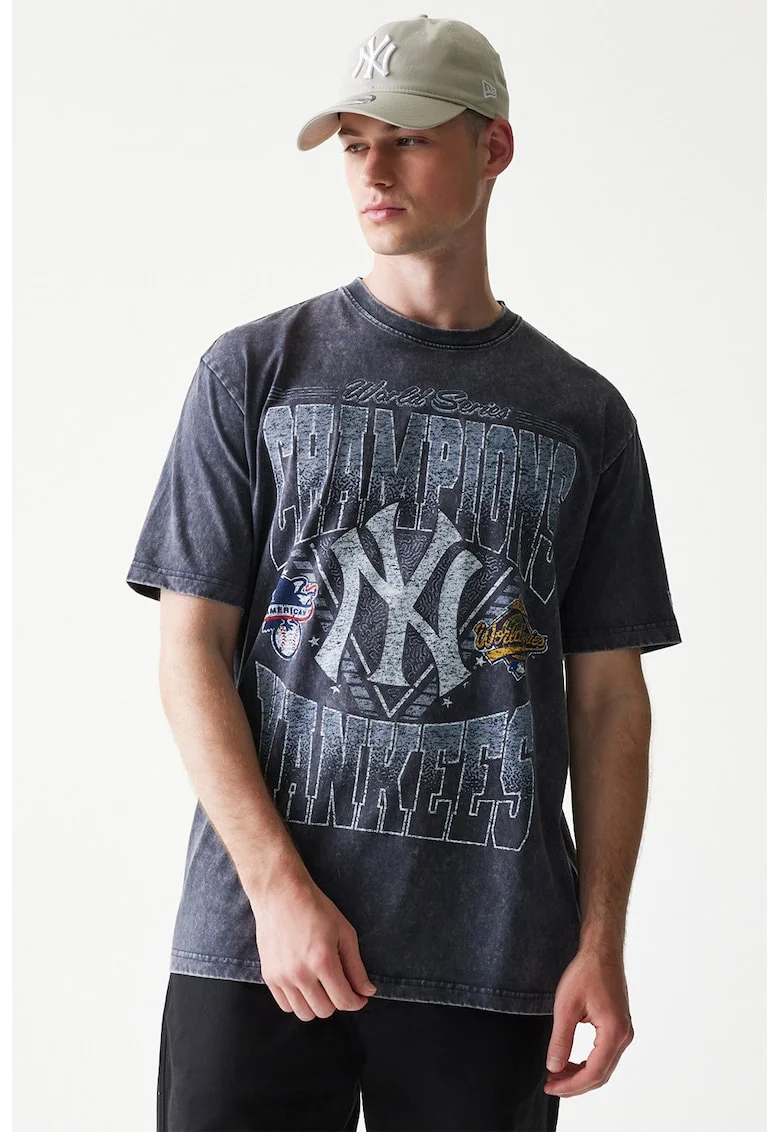 Tricou din bumbac New York Yankees, Albastru inchis/Alb murdar