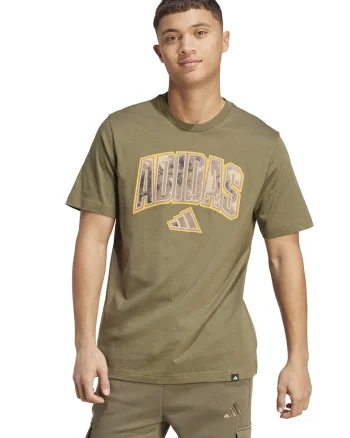 Tricou din bumbac Camo Script, Kaki/Galben mustar