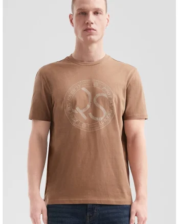 Tricou de bumbac cu logo, Maro inchis