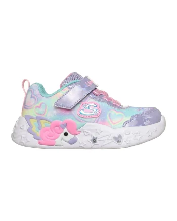 Pantofi sport Unicorn Charmer cu LED-uri si velcro, Violet/Albastru glaciar/Roz
